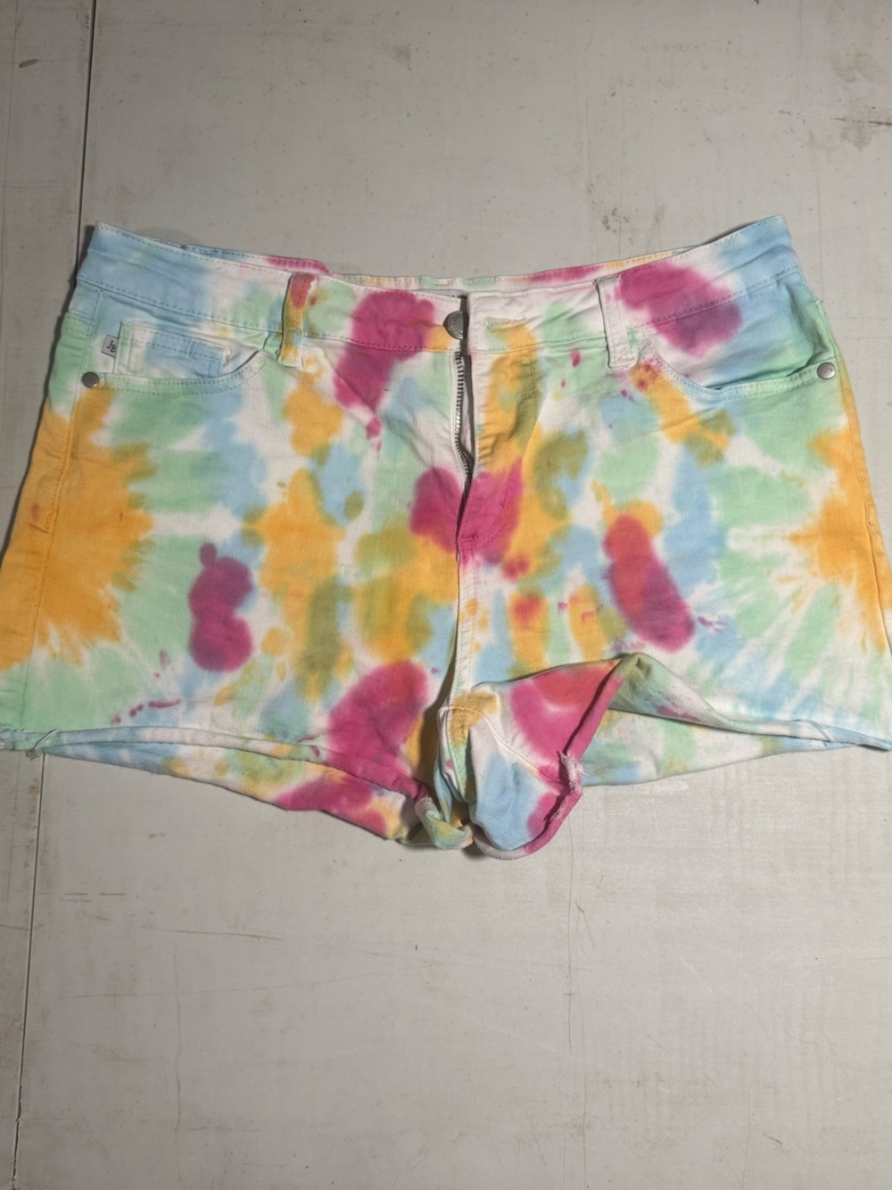 Judy Blue women’s Tie-Dye Shorts - Pink, Yellow, Blue, Green, Cream